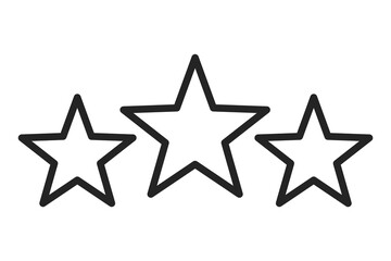Three stars icons vector isolated. Symbol of success. Line art style, rating and evaluation.