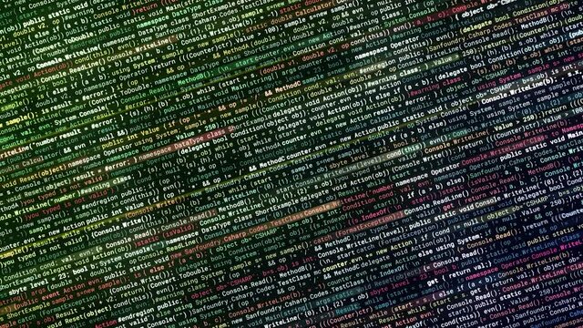 Abstract harmful computer code background, seamless loop. Animation. Technological background with virus or harmful software development.