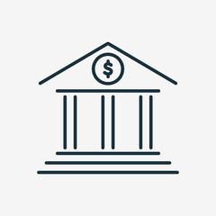 Government Bank Building Line Icon. Financial Public Business Center Linear Icon. Editable stroke. Vector illustration