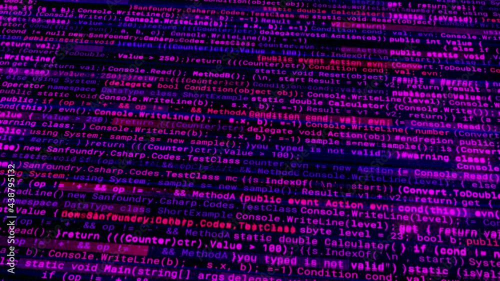 Poster abstract harmful computer code background, seamless loop. animation. technological background with v