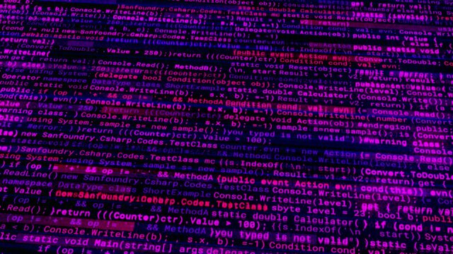 Abstract harmful computer code background, seamless loop. Animation. Technological background with virus or harmful software development.