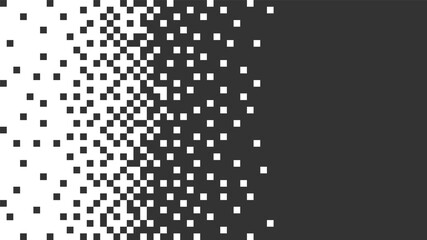 Pixel background monochrome, Technology. Squares are dissolving. Retro. Vector illustration with space for text.