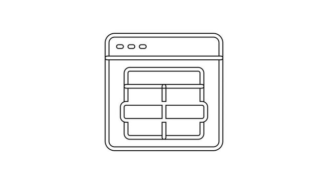 Black line MySQL code icon isolated on white background. HTML Code symbol for your web site design. 4K Video motion graphic animation
