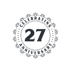 27 anniversary celebration, Greetings card for 27 years anniversary