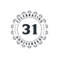 31 anniversary celebration, Greetings card for 31 years anniversary