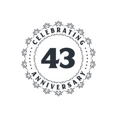 43 anniversary celebration, Greetings card for 43 years anniversary