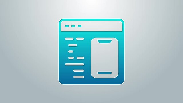 Blue line Software, web developer programming code icon isolated on grey background. Javascript computer script random parts of program code. 4K Video motion graphic animation