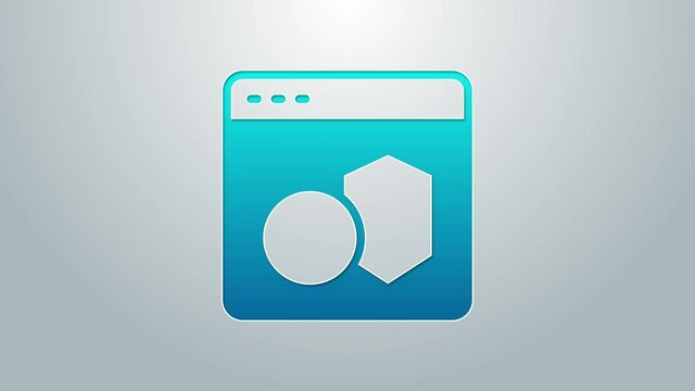 Blue line Software, web developer programming code icon isolated on grey background. Javascript computer script random parts of program code. 4K Video motion graphic animation