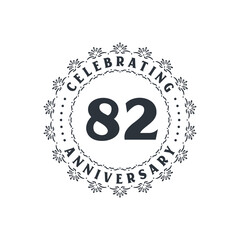 82 anniversary celebration, Greetings card for 82 years anniversary