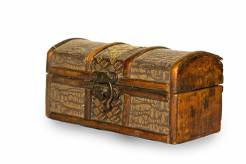 Traditional Wooden Box In White Background