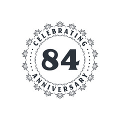 84 anniversary celebration, Greetings card for 84 years anniversary