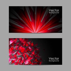 Set of vector banners with polygonal background