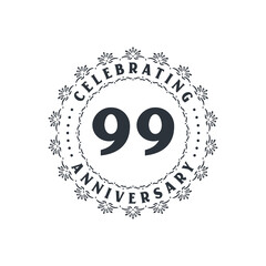 99 anniversary celebration, Greetings card for 99 years anniversary