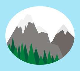 Simple mountains flat graphic vector emblem design