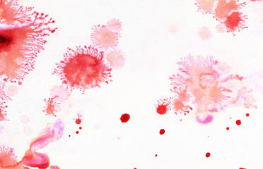 Watercolor background with  red colored spots.