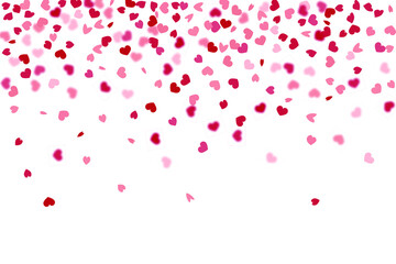 Heart Background. 8 March Banner with Flat Heart. Red Pink Empty Vintage Confetti Template. St Valentine Day Card with Classical Hearts.  Exploding Like Sign. Vector Template for Mother's Day Card.