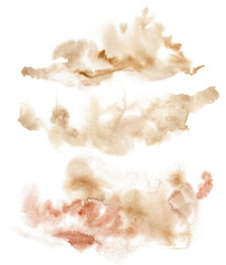 Watercolor abstract set of pink and beige spots. Hand painted pastel illustration isolated on white background. For design, print, fabric or background.