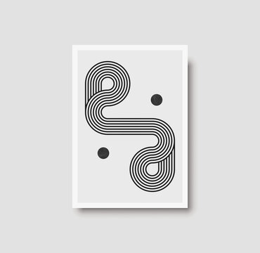 Abstract creative minimalist artistic geometric composition ideal for wall decoration, as postcard or brochure design, vector illustration. Geometric wall art print and decoration