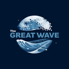 Great Wave sphere logo template.