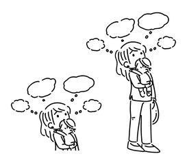 主婦　子育て　悩む　モノクロ