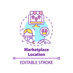 Marketplace location concept icon. Ecommerce site country abstract idea thin line illustration. Expanding online store internationally. Vector isolated outline color drawing. Editable stroke