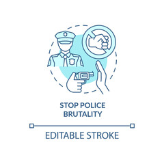 Stop police brutality concept icon. Fighting racism abstract idea thin line illustration. Reducing potentially violent situations. Vector isolated outline color drawing. Editable stroke