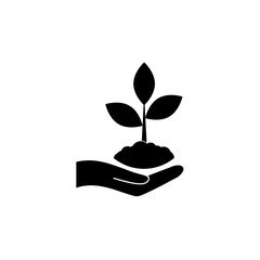 Plant on a hand icon isolated on white background