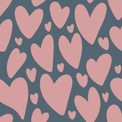 Cute pink hearts seamless pattern valentines day simple childish pastel