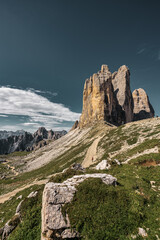 Fototapeta na wymiar View of the south walls of the Three Peaks, Italy.