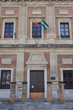 General Archive of Indies building main entrance, Seville, Spain