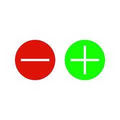 Obraz premium Vector illustration of plus and minus symbols, red and green plus and minus on white background