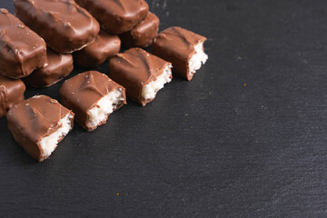 chocolate bars with coconut filling
