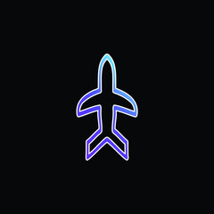 Airplane Hand Drawn Outline Pointing Up blue gradient vector icon