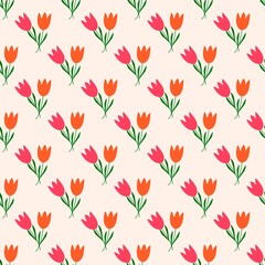 Summer pattern with colorful flowers on white