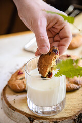 Vegan cookies and glass of milk
