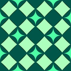 Fototapeta na wymiar Geometric ornamental with green squares seamless pattern