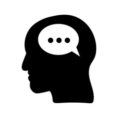 Head think concept icon design. Message talk sign. Creative idea symbol. color editble. eps 10
