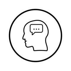 Head think concept icon design. Message talk sign. Creative idea symbol. color editble. eps 10