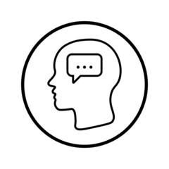 Head think concept icon design. Message talk sign. Creative idea symbol. color editble. eps 10