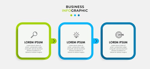 Vector Infographic design business template with icons and 3 options or steps. Can be used for process diagram, presentations, workflow layout, banner, flow chart, info graph