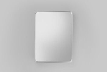 White Rectangular Metal box, blank aluminium can container with lid, 3d rendered isolated on light background