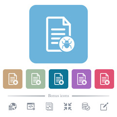 Malicious document flat icons on color rounded square backgrounds