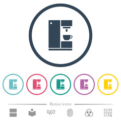 Coffee machine flat color icons in round outlines