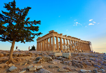 ATHENS,GREECE-JUNE 7,2021:Temple of the goddess Athena-Parthenon, the main temple in the Athenian...