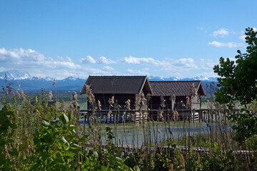 Bootshäuser auf dem Ammersee (Oberbayern)
