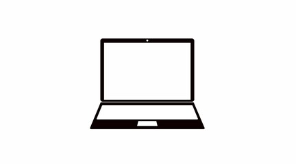 Vector Isolated Illustration of a lap Top. Black and white laptop flat icon