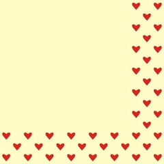 Red hearts on yellow background, wallpeper, vector