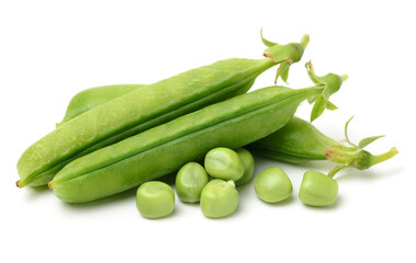 Fresh peas on white background