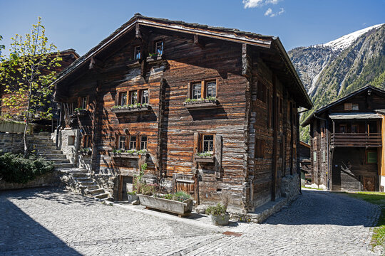 Altes Holzhaus, Blatten ob Naters, Goims, Kanton Wallis, Schweiz