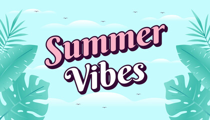 Summer vibes concept web banner. Sky Background Illustration.